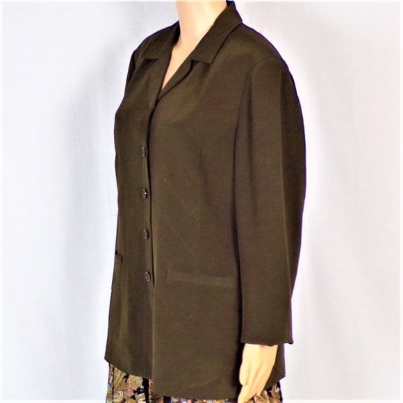 DUE PER DUE size 14 Jrs. brown 100% silk blazer - Picture 10 of 13